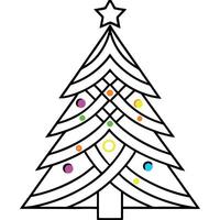 Abstract merry christmas tree with neon colorful lighting. vector