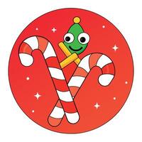 Abstract red background with christmas candy canes and bokeh and blur. vector