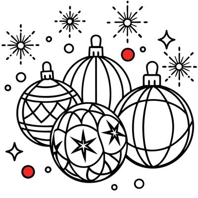 Abstract red christmas background with red christmas baubles and decorations. bokeh and sparkles