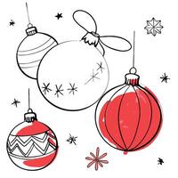 Abstract watercolor christmas background with red ornaments - copy space vector