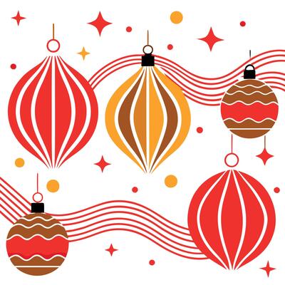 Abstract. red christmas background with golden ornaments and bokeh