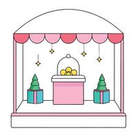 Background products minimal podium scene with Christmas decoration in Barbie style. vector