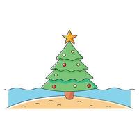 Beautiful christmas tree at the beach with lots of copy space vector