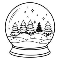 Beautiful snow globe with snowy landscape and trees on a Christmas themed background copy space vector