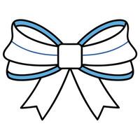 Blue ribbon bow with straight ribbon for birthday or christmas banner. isolated on white background vector