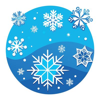 Blue winter snowflakes background. christmas and winter concept. Banner or card. copy space for text
