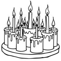 Burning candles in church. many burning candles in shallow depth of field. vector