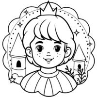Child on magical fairytale background. with selective focus and copy space vector