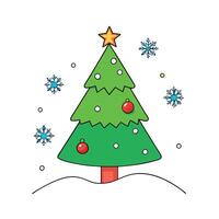 Christmas and New Year background with Christmas tree and snowflakes. vector