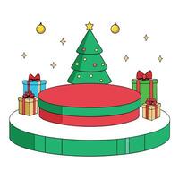 Christmas and New Year background. green Xmas Podium display Scene. 3d rendering. vector