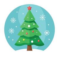 Christmas and New Year background with Christmas tree and snowflakes. vector