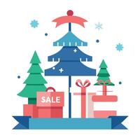 Christmas and New Year sale minimal concept. Gifts. shopping. commerce. banner. web. vector