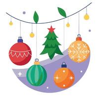Christmas background of sparkly christmas ornaments and lights vector
