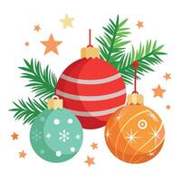 Christmas background with balls and fir branches created with vector