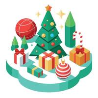 Christmas background with christmas decoration - 3d rendering vector