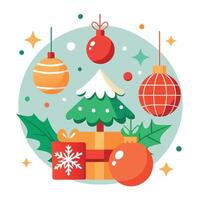 Christmas background with decorations Merry Christmas greeting card. vector