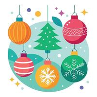 Christmas background with ornaments snowflakes and Christmas tree balls vector