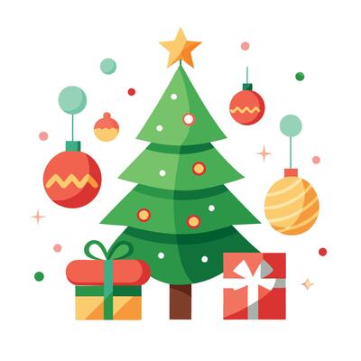 Christmas Background. christmas tree. xmas Decorations. Generative art. AI.