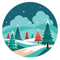 Christmas card background vintage nostalgic a snowy landscape with trees and a snow covered field vector