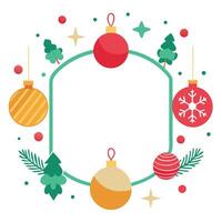 Christmas card frame with baubles and christmas decor and a blank centre transparency file vector
