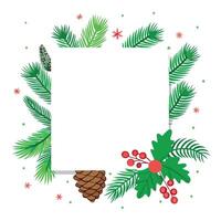 Christmas card with fir branches and cones. card mockup. copy space vector