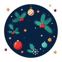 Christmas dark background with christmas decoration. top view. vector