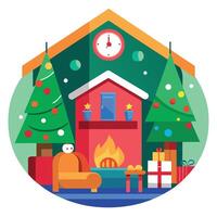 Christmas decorated room in a country house. Created using tools vector