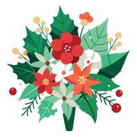 Christmas floral bouquet with copy space and plain background vector