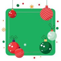 Christmas frame with balls on a green background. flat lay with copy space. AI vector