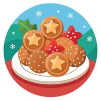 Christmas gingerbread cookies on the table. plate of freshly baked gingerbread. vector