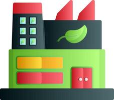 Green Factory Flat Gradient Icon vector