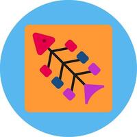 Fishbone Diagram Flat Multi Color Icon vector