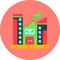 Green City Flat Multi Color Icon vector