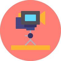 Tripod Camera Flat Multi Color Icon vector