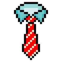 Striped red necktie collar in pixel art style vector
