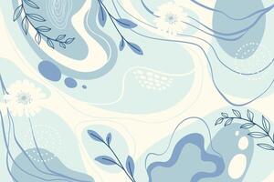 Abstract Monochrome Background in Soft Blue with Leaves and Branches. Floral banner perfect for social media, web vector