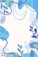 Abstract Monochrome Background in Blue Tones with Leaves and Fluid Shapes. Decorative banner perfect for web use or presentations. vector