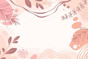 Abstract Floral Frame with Organic Shapes in Warm Tones. Colorful Minimalist Floral and Leaf Motifs on a Light Background vector