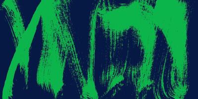 Bold Brush Strokes in Vibrant Green on Dark Blue Background. Abstract distressed composition. vector