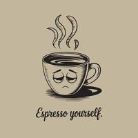 Expressive Coffee Mug Line Art Tee vector