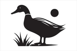 Duck silhouette Illustration, simple art style eps format vector