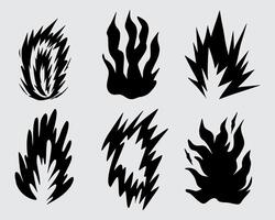 Fire flame ink collection lit ignite burning clip art t shirt design element isolated editable vector
