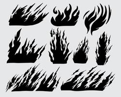 Fire flame ink collection lit ignite burning clip art t shirt design element isolated editable vector