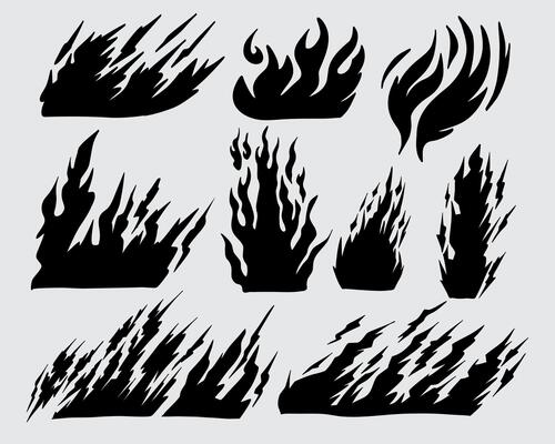 Fire flame ink collection lit ignite burning clip art t shirt design element isolated editable