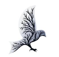 The symbol of bird of prey in the autumn forest. vector