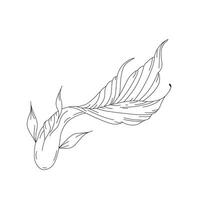 Koi carp fish doodle hand drawn sketch line art vector