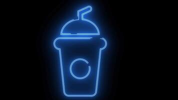 cup drinking icon with a glowing neon effect video