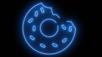 bitten donut icon with a glowing neon effect video