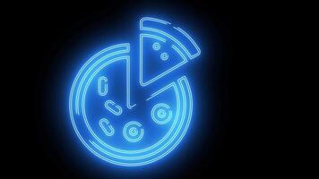 sliced pizza icon with a glowing neon effect video