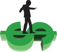 A man standing on a dollar sign with his hands out vector